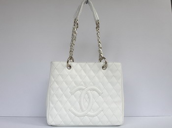 Chanel Quilted CC Tote Bag 35626 White