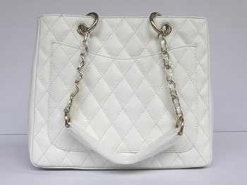 Chanel Quilted CC Tote Bag 35626 White