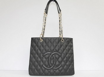 Chanel Quilted CC Tote Bag 35626 Black Gold Hardware