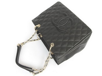 Chanel Quilted CC Tote Bag 35626 Black Gold Hardware