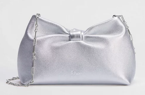 Small Dior Bow Bag Lambskin M0715P Silver-Tone