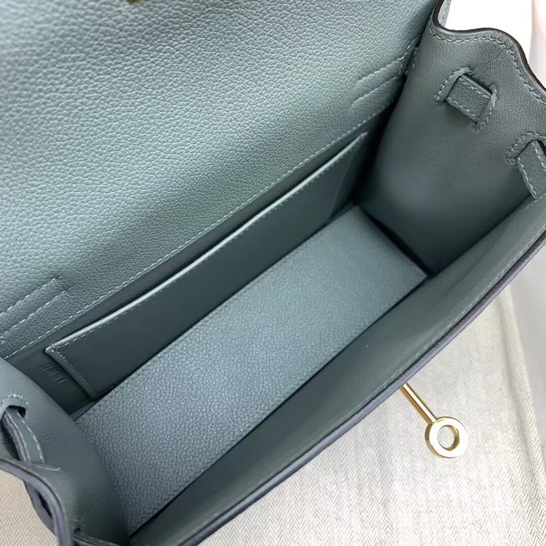 Hermes Kelly Danse Original Evercolor Leather 22CM KL22 Almond Green Gold-Tone