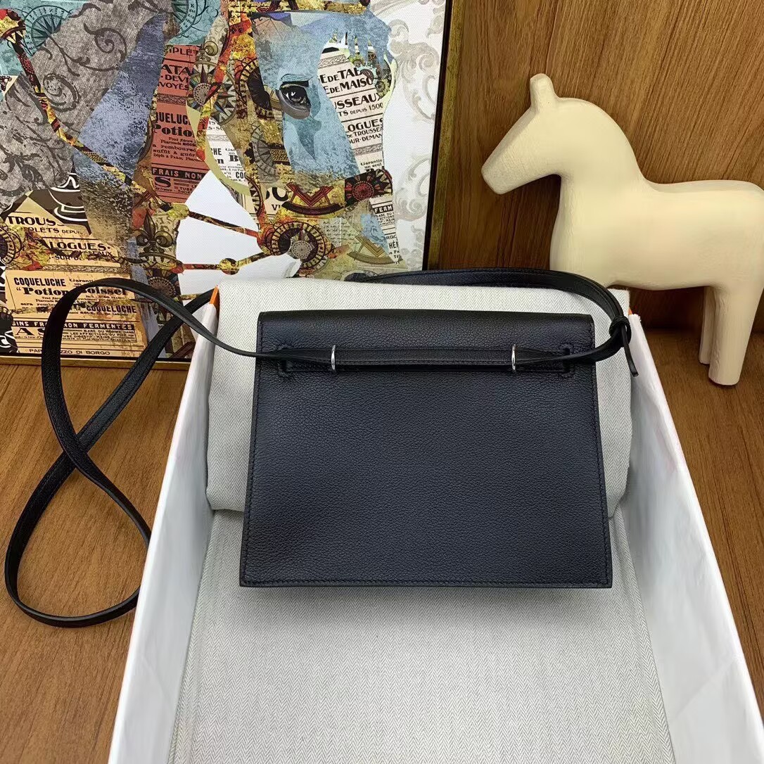 Hermes Kelly Danse Original Evercolor Leather 22CM KL22 Black Silver-Tone