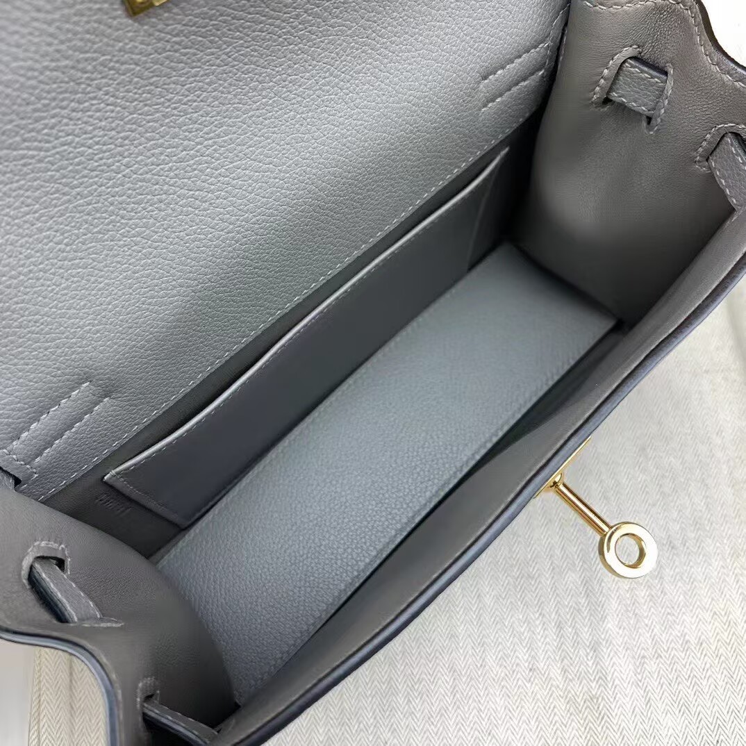 Hermes Kelly Danse Original Evercolor Leather 22CM KL22 Gray Gold-Tone
