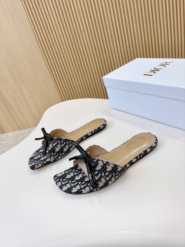 Dior Bow Slide Dior Oblique Embroidered Cotton KCO623-3