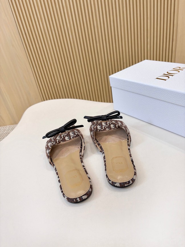 Dior Bow Slide Dior Oblique Embroidered Cotton KCO623-3