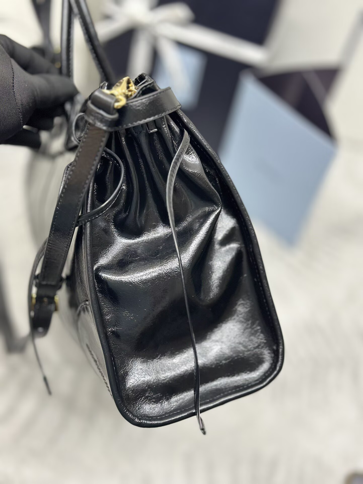 Prada Bonnie Leather Tote Bag 1BA433 Black