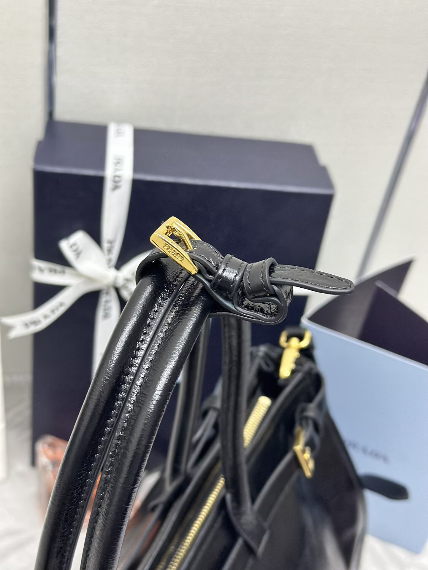 Prada Bonnie Leather Tote Bag 1BA433 Black